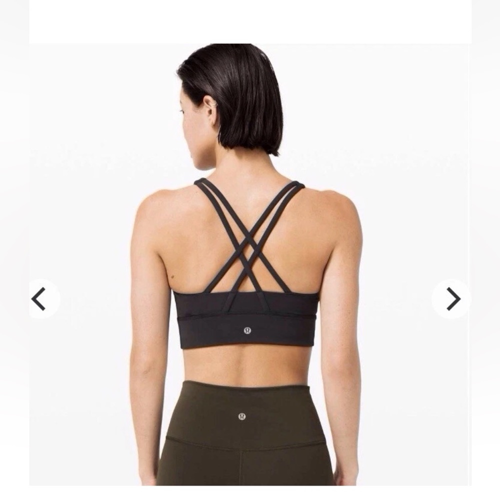 lululemon Energy Bra Black High-Neck Strappy Sports Bra Sz 4